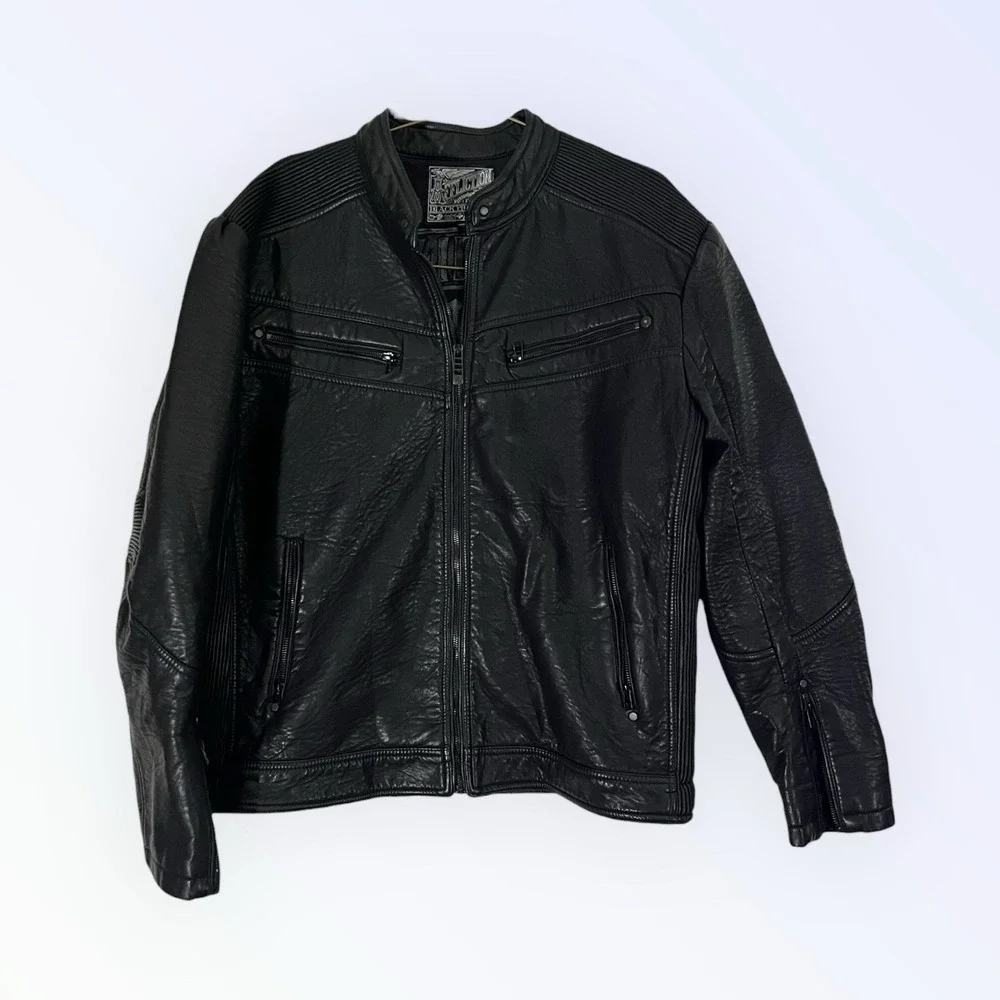 Affliction Limited Edition Polyurethane Moto Jacket Black Heavy Padding Grunge